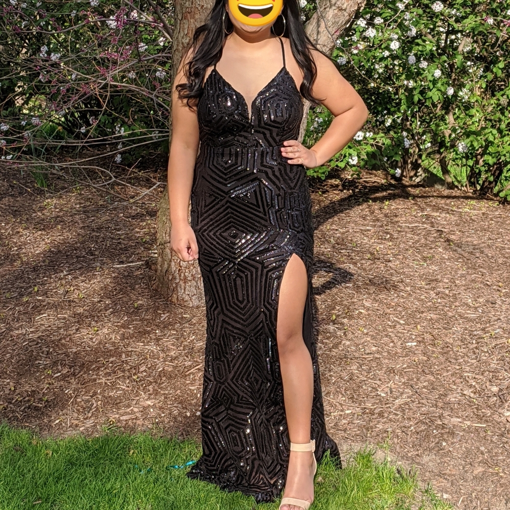 Long Black Sequined Dress